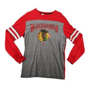 CHICAGO BLACKHAWKS Shirt Men’s Long Sleeve Crew Neck Tee Gray Medium